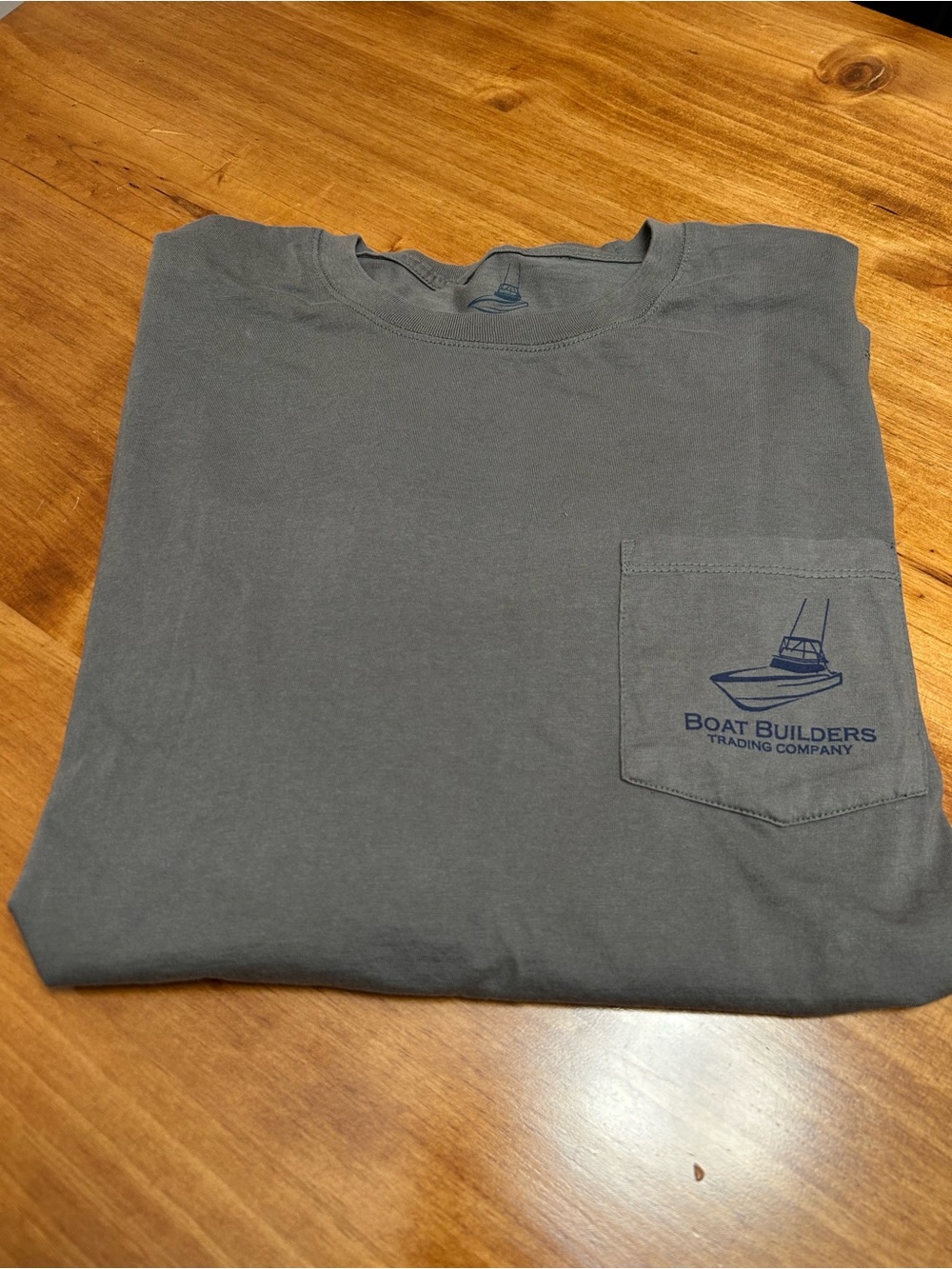 Boat Builders Trading Co Pocket T-Shirt - Gray Long Sleeve organic Cotton
